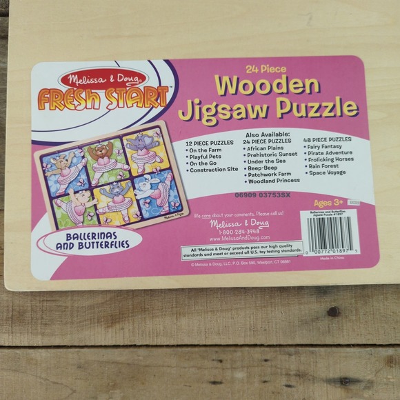 Melissa & Doug Fresh Start Wooden Jigsaw Puzzle Ballerinas & Butterflies 24 Pcs - Picture 7 of 9